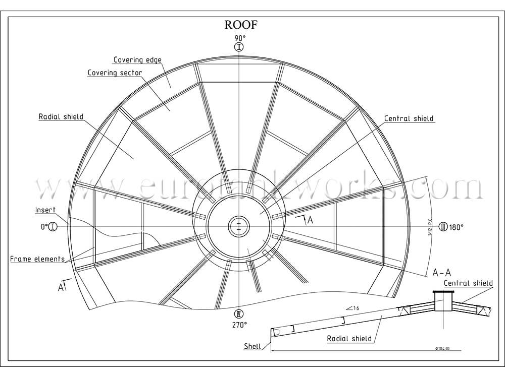 Toit du réservoir vertical en acier 700m3 (Toit de bouclier) 